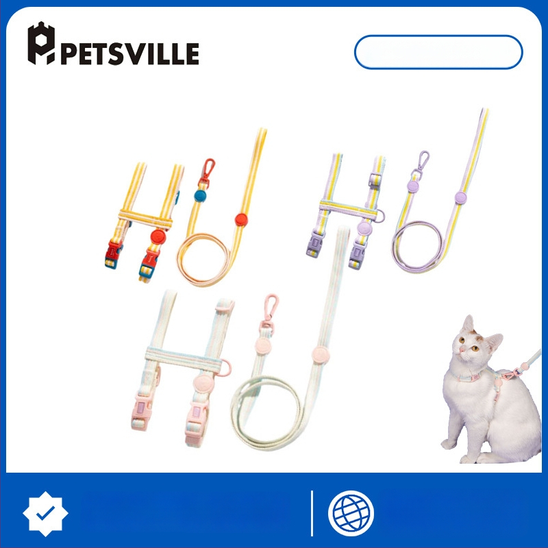 Katės harnasas ir pavadėlis – krūtinės liemenės stilius, reguliuojamas, atsparus pabėgimui, audinys