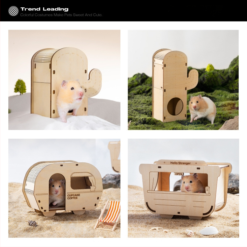 Medinis daugiapakopis hamsterio labirintas su lizdu nameliu - Medžiaga: daugiasluoksė plokštė, akrilas; Prekės ženklas: Meow wang ye; Kategorija: naminių gyvūnėlių priežiūros įrankiai