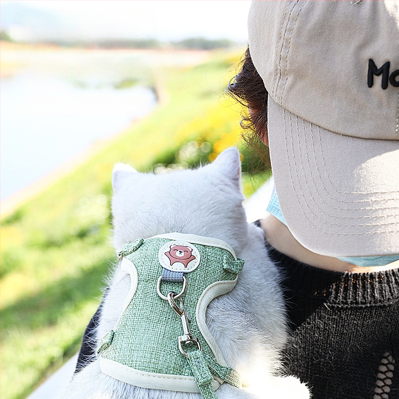 Vesti stiilis lemmiklooma harnass koos jalutuskoaga kassidele ja väikestele–keskmise suurusega koertele, kangas, vastupidav pääsemisele