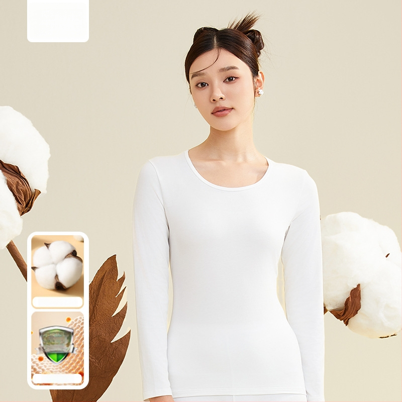 Moterų terminis komplektas iš 95% medvilnės, antibakterinis, apvali kaklo, megztinis viršuje