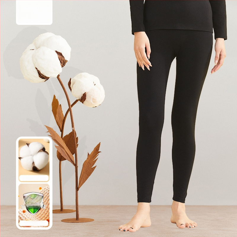 Moterų terminis komplektas iš 95% medvilnės, antibakterinis, apvali kaklo, megztinis viršuje