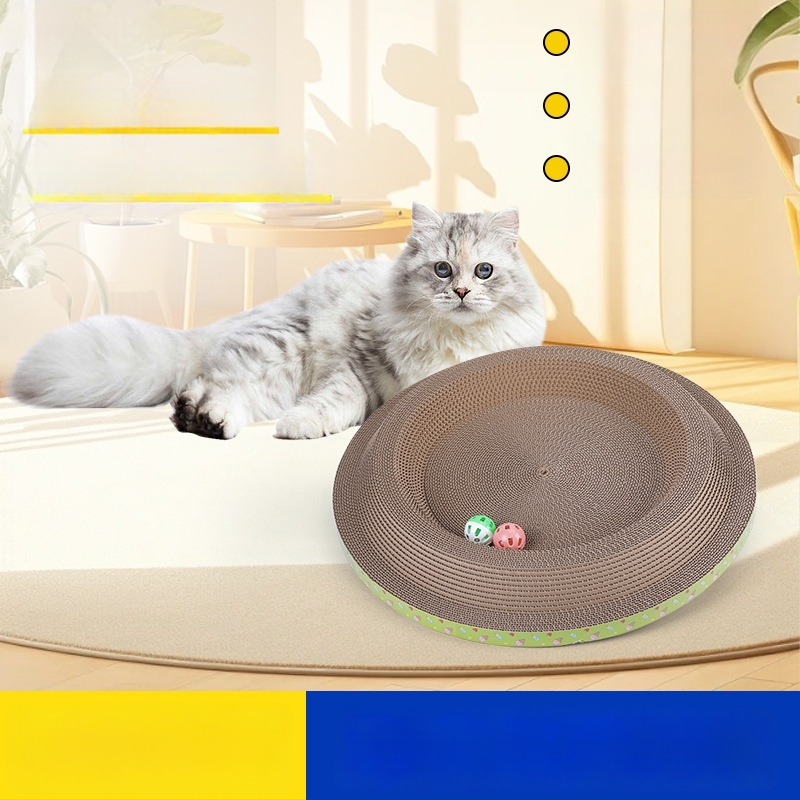 Divpusēja kaķu skrāpēšanas dēlis un guļvietas rotaļa, bieza B-flauta kartons, mīļš stils, iepakojumā 23–30 gab.