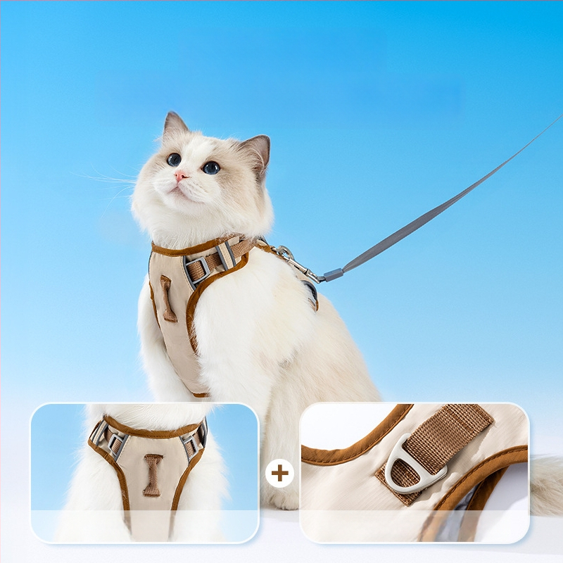 Kassi jalutusrihm ja vest, kerge, Taslan kolmekaitsega, vastupidav tõmbamisele, mitmekülgne disain kassidele