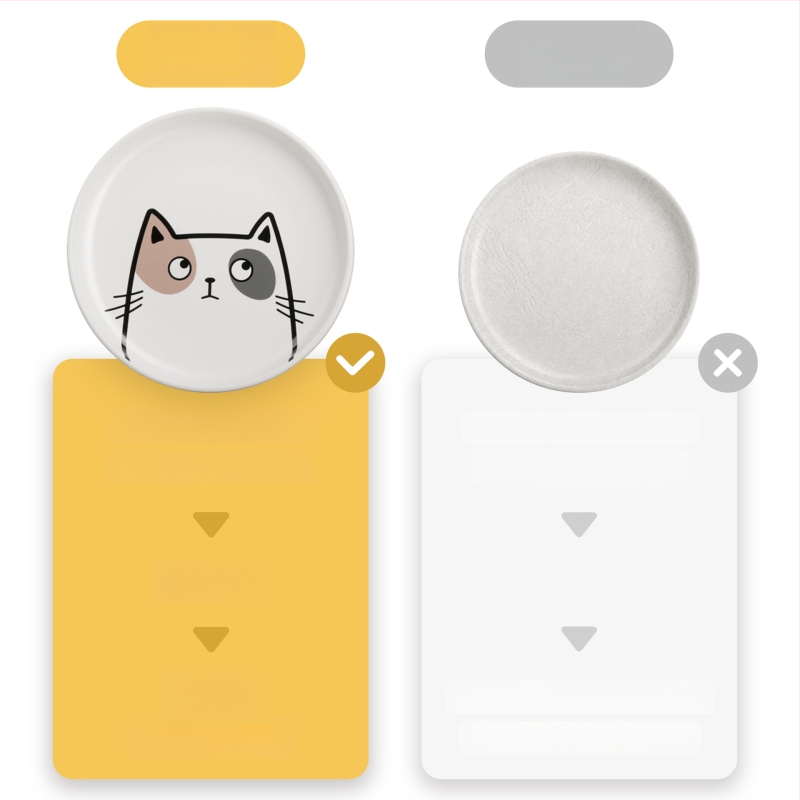 Keraamilised kasside kausid mustriga, kahekohaline söögikauss, toidukvaliteet