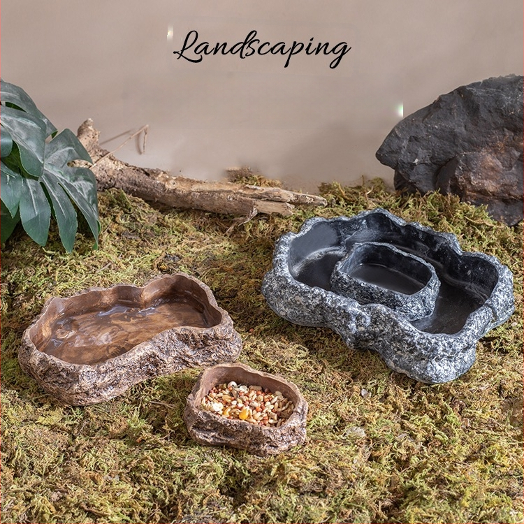 Roomajate toitumise ja joogikauss kivivanni imitatsiooniga (Materjal: Poola tsement; Bränd: Shuo ni; Sobiv: roomajad; Litsentsitud eribrändide märgid: Jah)