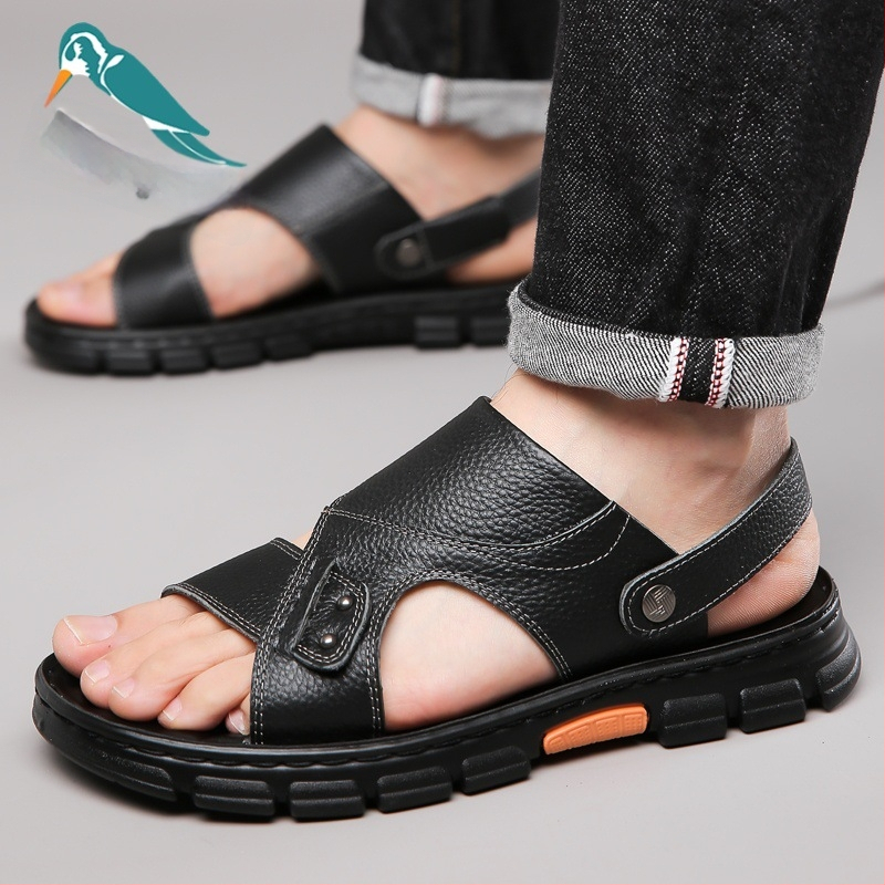 Sandaalid lehma nahast ülaosaga, naha sisemus, PVC talla, avatud varbaga disain