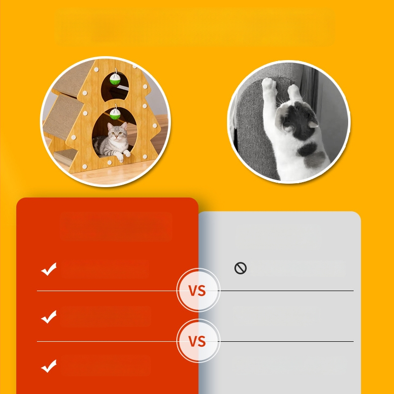 Ziemassvētku kaķu skrāpēšanas koks, kaķu rotaļlieta no viļņota kartona, nodilumizturīga, nes atstāj drupu, piemērots visām sezonām