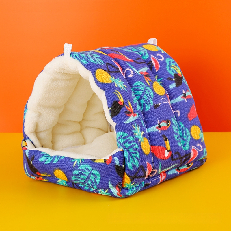 Medvilninis papūgų lizdas-hamakas su tigro raštu žiemai; kilmė Hebėja; privatūs prekiniai ženklai leidžiami