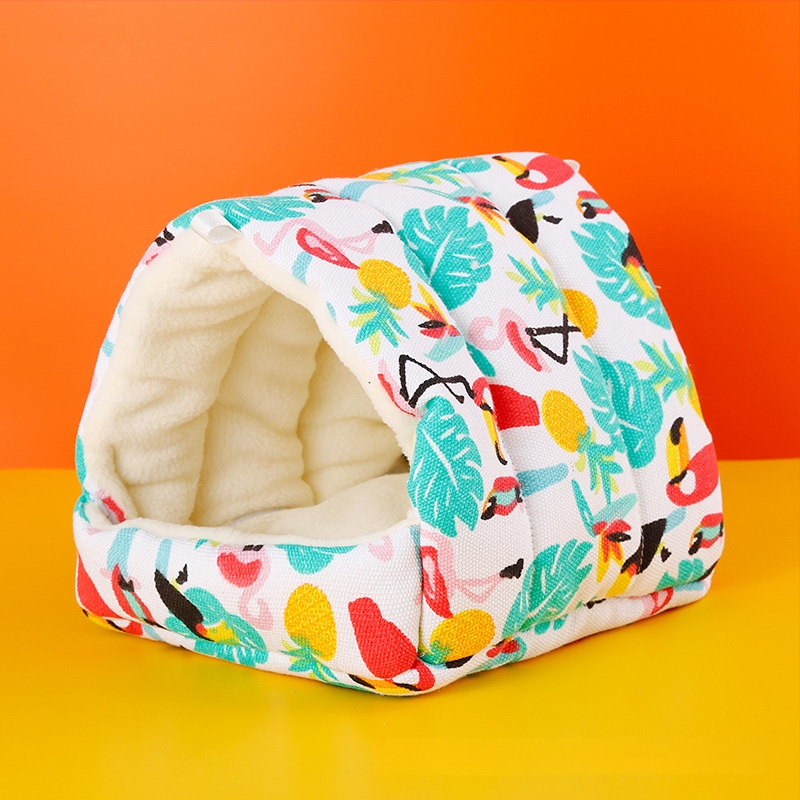 Medvilninis papūgų lizdas-hamakas su tigro raštu žiemai; kilmė Hebėja; privatūs prekiniai ženklai leidžiami