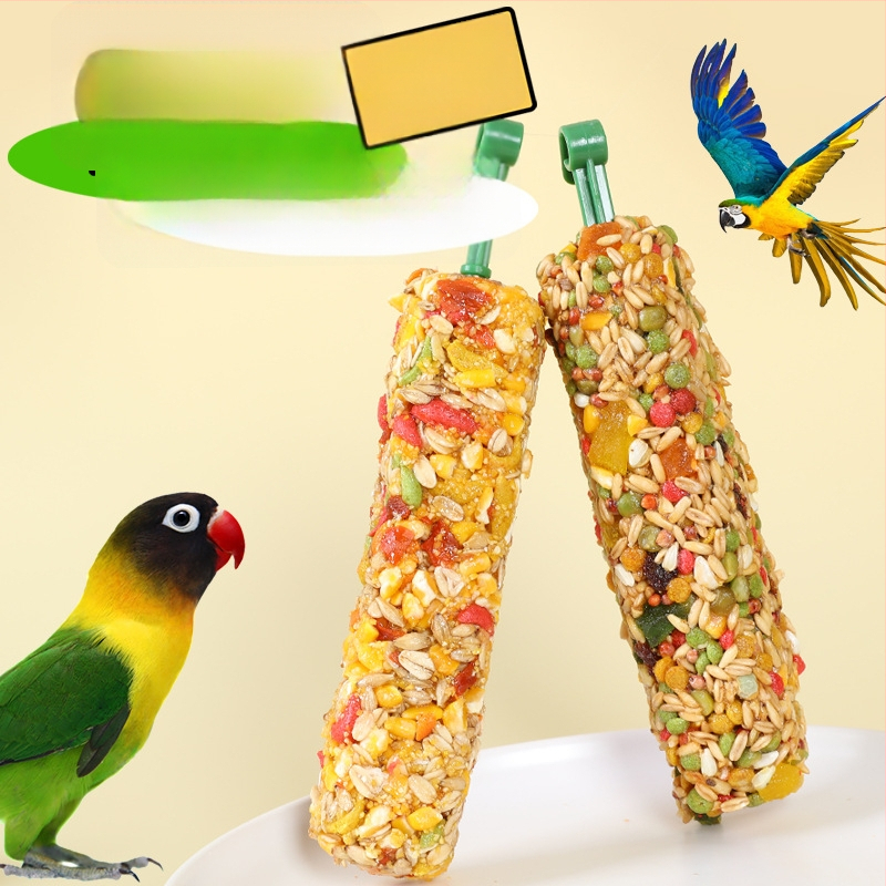 Papūgos kramymo lazdelė ir mokomoji užkanda – medžiaga iš penkių grūdų, prekių ženklas Happy Parrot, neimportuota