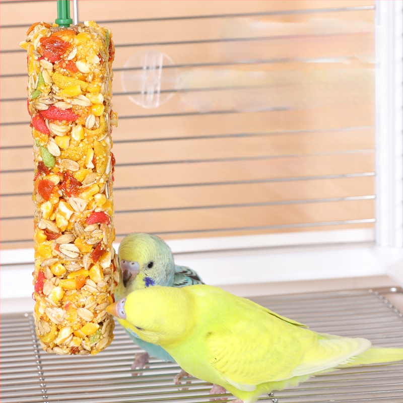 Papūgos kramymo lazdelė ir mokomoji užkanda – medžiaga iš penkių grūdų, prekių ženklas Happy Parrot, neimportuota