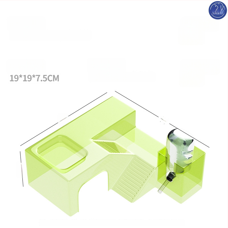 Hamsterių buveinė su panoraminiu skaidriu lizdu, taku ir vila; įskaičiuota vandens buteliukas ir maisto dubuo — Plastmasė, Prekės ženklas Silly Darling