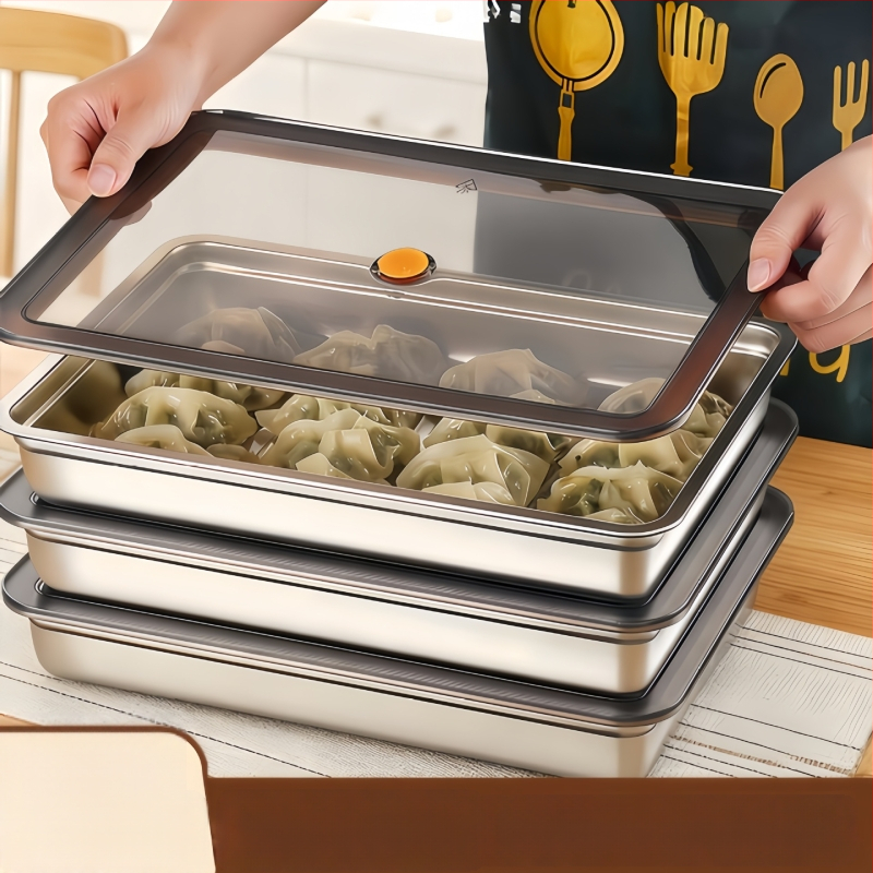 316 nerūdijančio plieno koldūnų laikymo dėžė su dangčiu, daugiafunkcinė šaldytuvo/šaldiklio dėžė, storesnis sandarinimas