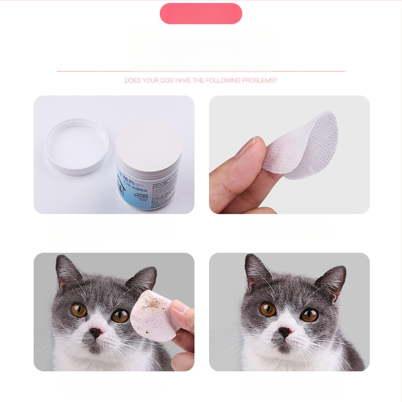 Mājdzīvnieku acu salvetes, kaķiem un suņiem, asaras traipu mazināšana, materiāls: papīra salvetes