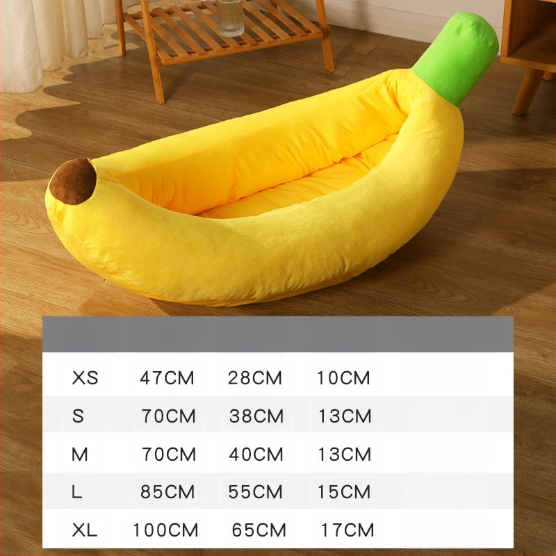 Banānu formas kaķu ligzda no auduma - noņemama un mazgājama, visu sezonu bieza guļvieta