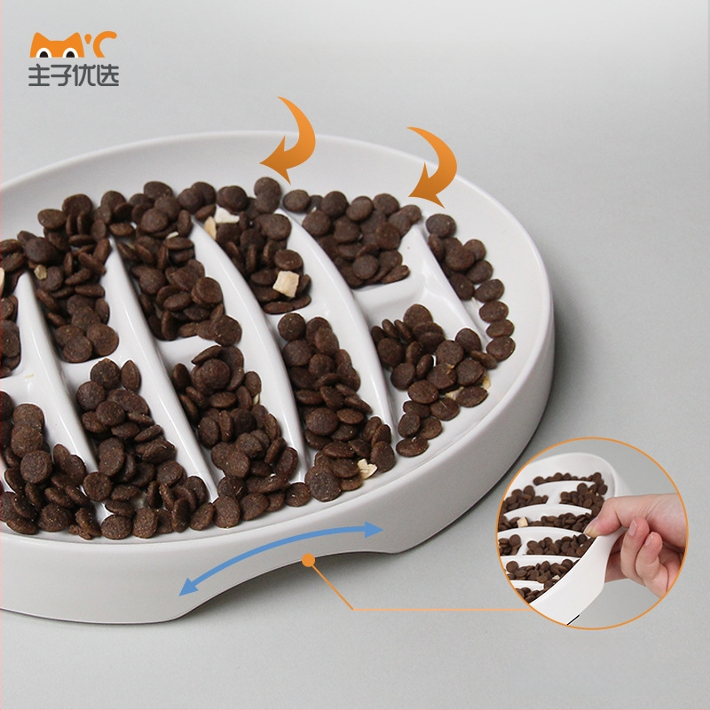 Master Preferred Kaķa Melamīna Bļoda ar Zivju Kaula Formu Lētai Ēšanai, Pret Aizrīšanos