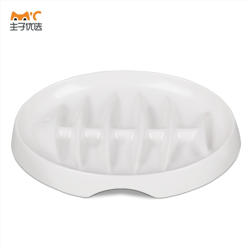 Master Preferred Kaķa Melamīna Bļoda ar Zivju Kaula Formu Lētai Ēšanai, Pret Aizrīšanos