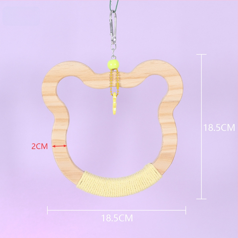 Kabojamas medinės paukščių sūpynių žaislas, medvilninė virvė, prekių ženklas Happy Pet Paradise, tinkamas mažoms paukščių rūšims, kramymui ir žaidimui