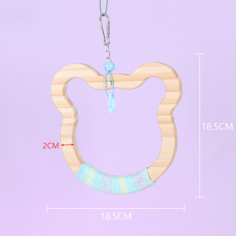 Kabojamas medinės paukščių sūpynių žaislas, medvilninė virvė, prekių ženklas Happy Pet Paradise, tinkamas mažoms paukščių rūšims, kramymui ir žaidimui