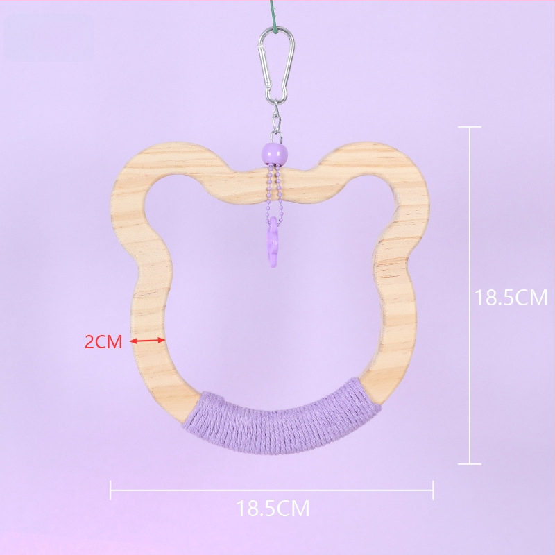 Kabojamas medinės paukščių sūpynių žaislas, medvilninė virvė, prekių ženklas Happy Pet Paradise, tinkamas mažoms paukščių rūšims, kramymui ir žaidimui