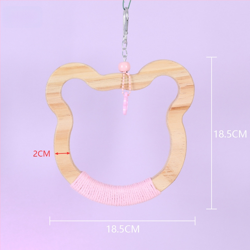 Kabojamas medinės paukščių sūpynių žaislas, medvilninė virvė, prekių ženklas Happy Pet Paradise, tinkamas mažoms paukščių rūšims, kramymui ir žaidimui