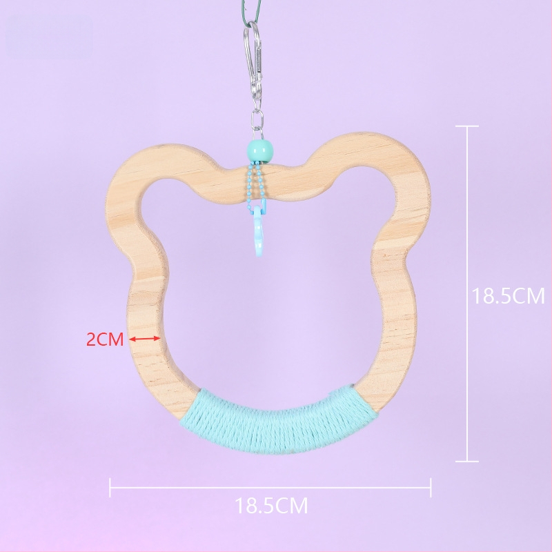 Kabojamas medinės paukščių sūpynių žaislas, medvilninė virvė, prekių ženklas Happy Pet Paradise, tinkamas mažoms paukščių rūšims, kramymui ir žaidimui