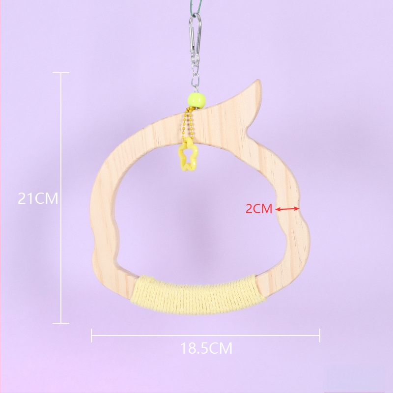 Kabojamas medinės paukščių sūpynių žaislas, medvilninė virvė, prekių ženklas Happy Pet Paradise, tinkamas mažoms paukščių rūšims, kramymui ir žaidimui