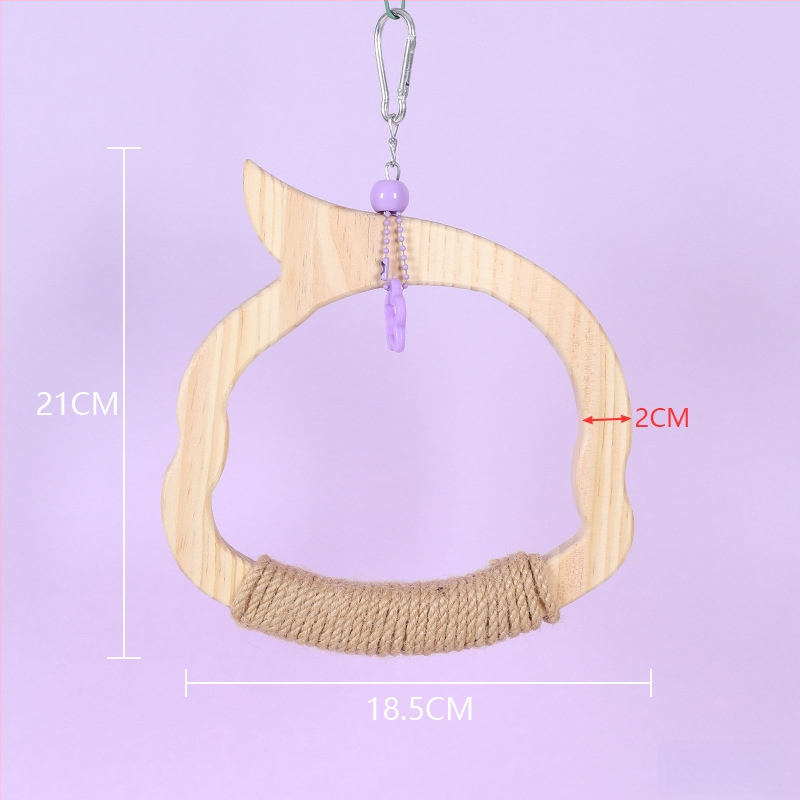 Kabojamas medinės paukščių sūpynių žaislas, medvilninė virvė, prekių ženklas Happy Pet Paradise, tinkamas mažoms paukščių rūšims, kramymui ir žaidimui