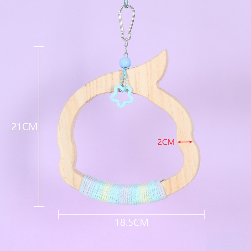 Kabojamas medinės paukščių sūpynių žaislas, medvilninė virvė, prekių ženklas Happy Pet Paradise, tinkamas mažoms paukščių rūšims, kramymui ir žaidimui