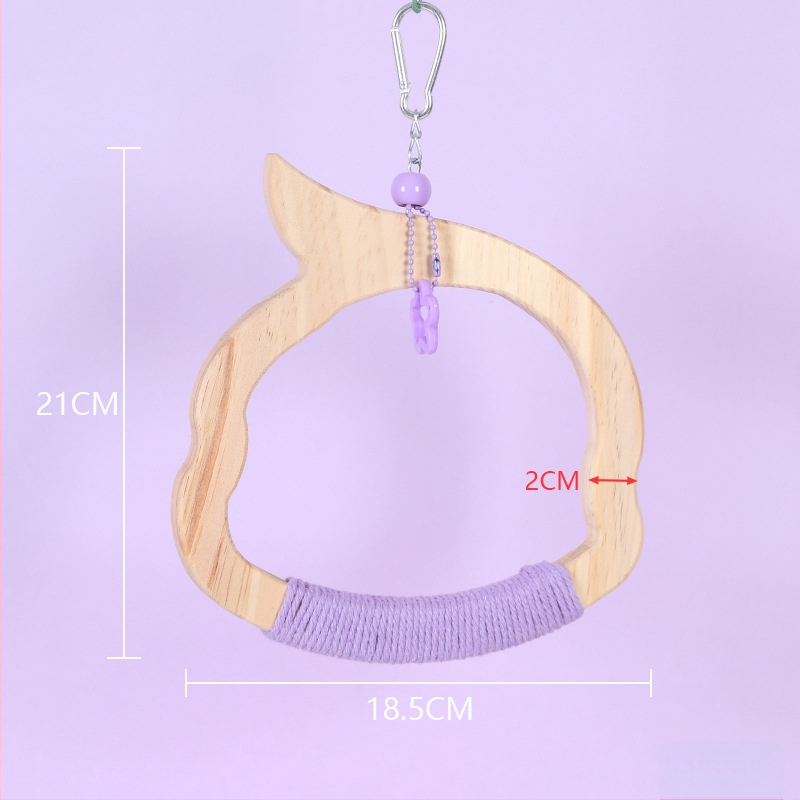 Kabojamas medinės paukščių sūpynių žaislas, medvilninė virvė, prekių ženklas Happy Pet Paradise, tinkamas mažoms paukščių rūšims, kramymui ir žaidimui