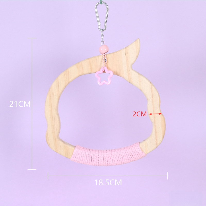 Kabojamas medinės paukščių sūpynių žaislas, medvilninė virvė, prekių ženklas Happy Pet Paradise, tinkamas mažoms paukščių rūšims, kramymui ir žaidimui