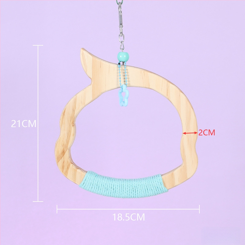 Kabojamas medinės paukščių sūpynių žaislas, medvilninė virvė, prekių ženklas Happy Pet Paradise, tinkamas mažoms paukščių rūšims, kramymui ir žaidimui