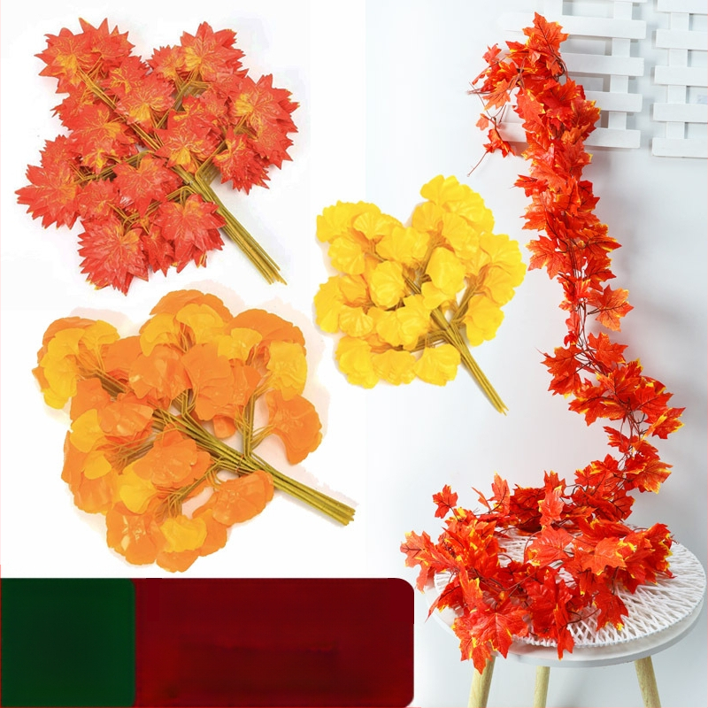 Mākslīgās lapas un zari no zīda ziediem, injekcijas formēšanas konstrukcija, dažādu lapu un zari komplekts, fotogrāfiju rekvizītiem un mājas dekorācijai