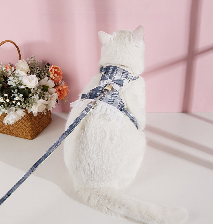 Katės liemenėlės stiliaus harnesas, medžiaga: audinys, prekė Do ha ha Meow, traukos diržas, skirta katėms