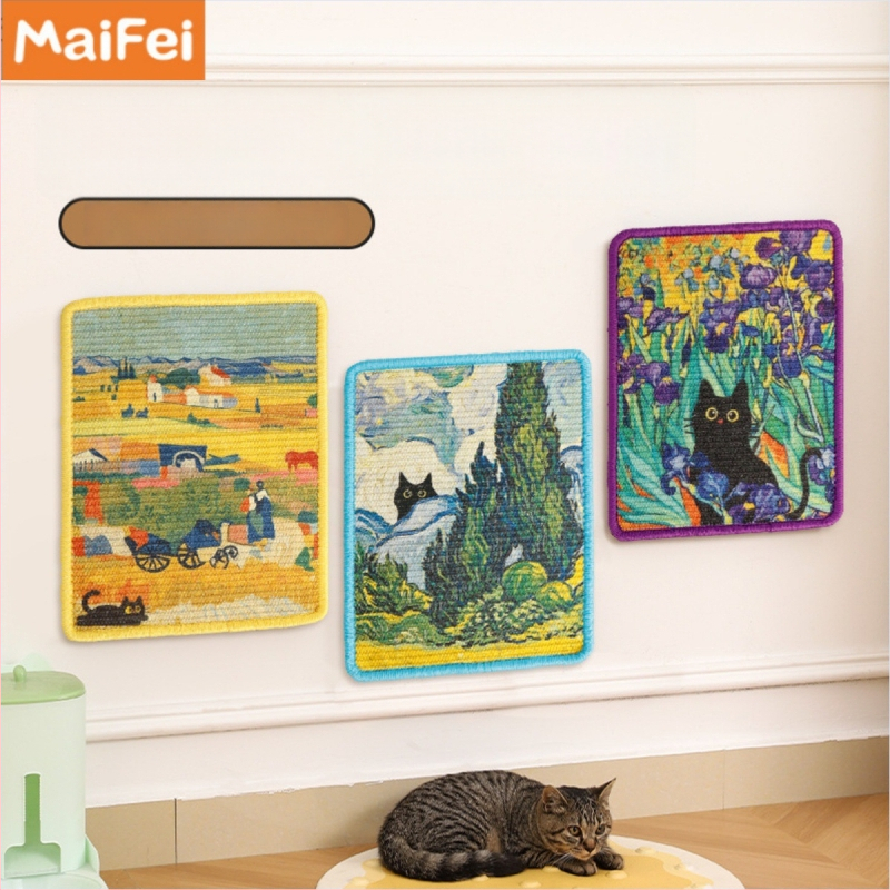 Kaķu skrāpēšanas dēlis no sisala – sienas uzstādāms, izturīgs pret nodilumu, bez šķembām, japāņu stils