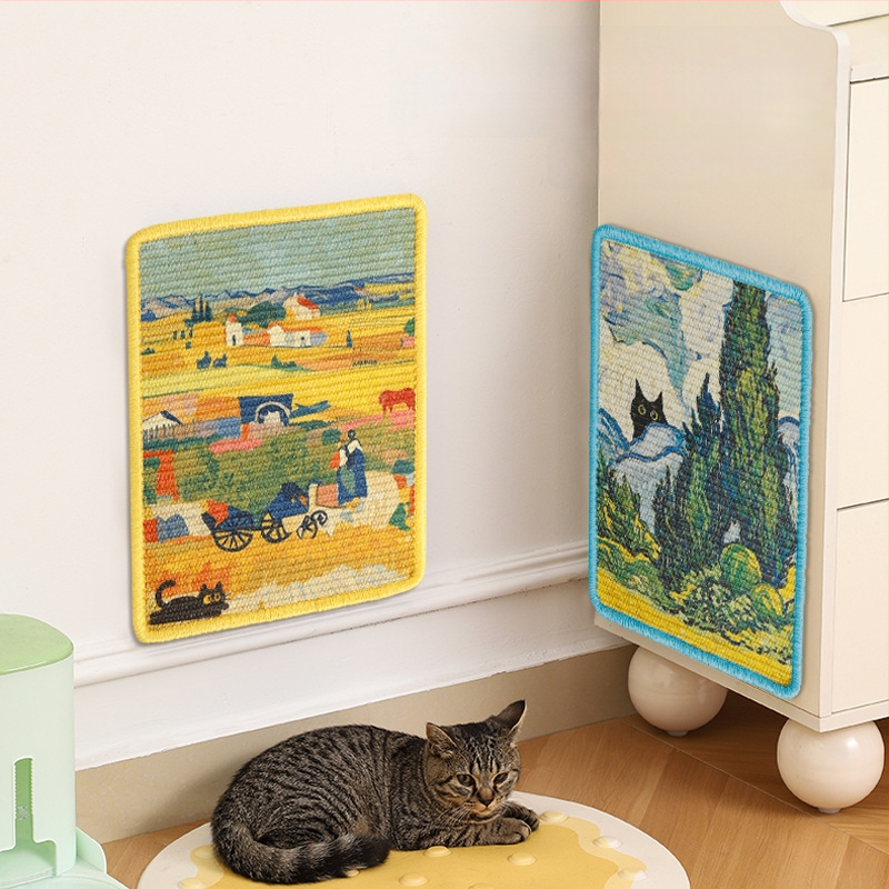 Kaķu skrāpēšanas dēlis no sisala – sienas uzstādāms, izturīgs pret nodilumu, bez šķembām, japāņu stils