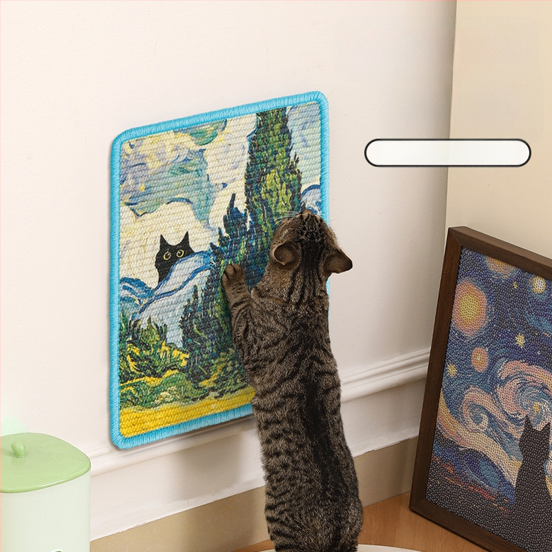 Kaķu skrāpēšanas dēlis no sisala – sienas uzstādāms, izturīgs pret nodilumu, bez šķembām, japāņu stils