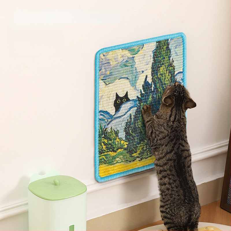 Kaķu skrāpēšanas dēlis no sisala – sienas uzstādāms, izturīgs pret nodilumu, bez šķembām, japāņu stils