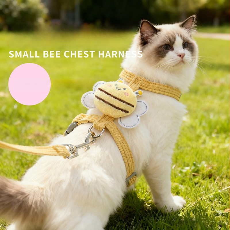 Katės liemenė su pavadėliu, I formos dizainas, anti pabėgimo funkcija, poliesteris