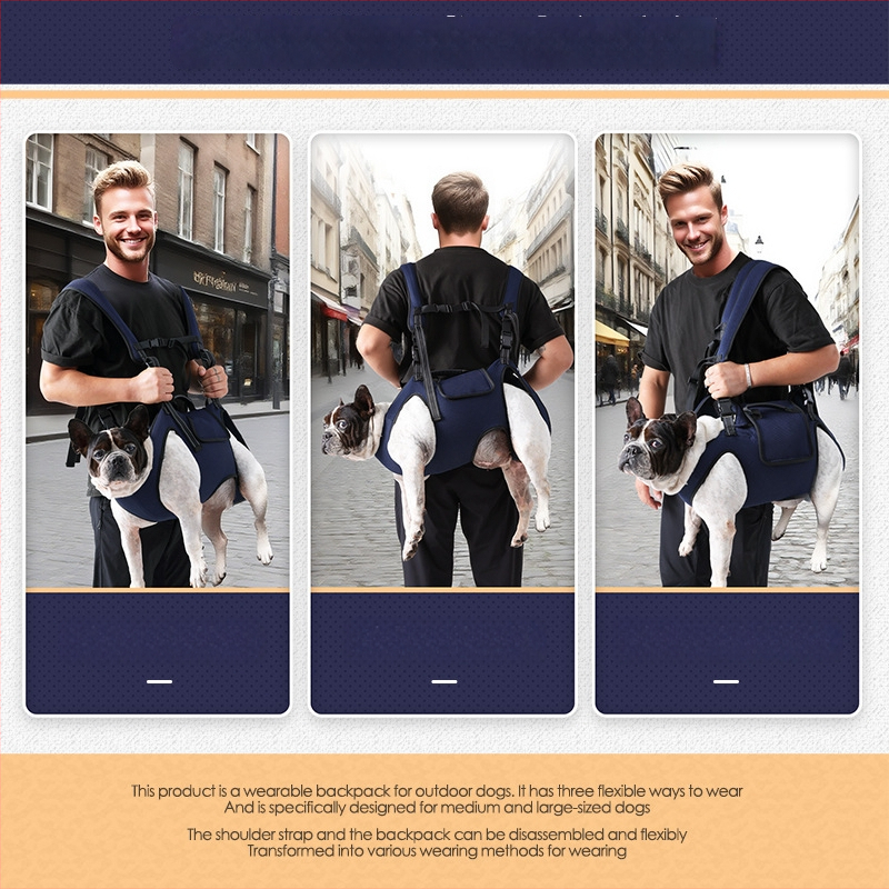 Kelioninė kuprinė šunims ir katėms su cross-body diržu, Oxford audinys, vieno atspalvio dizainas, vidutinio kietumo