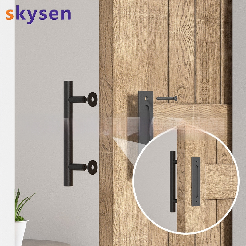 Šarų durų rankenėlė, dvipusė, iš nerūdijančio plieno 304 ir anglies plieno, paviršius: elektrostatinis purškimas ir vielinės tekstūros, skirtas slankiosioms durims