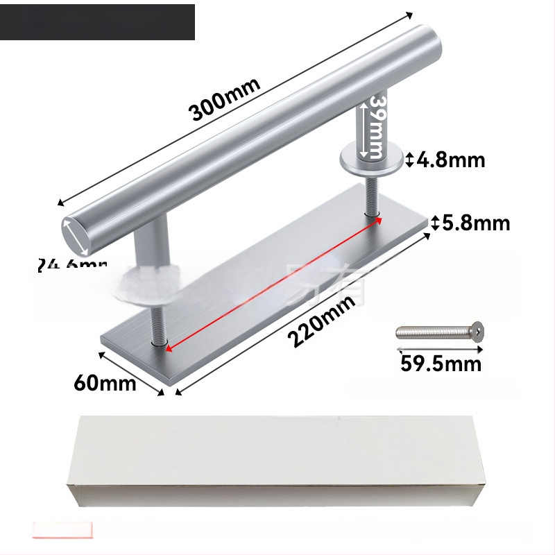 Šarų durų rankenėlė, dvipusė, iš nerūdijančio plieno 304 ir anglies plieno, paviršius: elektrostatinis purškimas ir vielinės tekstūros, skirtas slankiosioms durims
