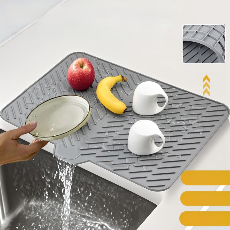 Silikoninė kvadratinė drenažo kilimėlis, vieno tono dizainas, šiuolaikinis minimalistinis stilius, pristatytas 2023 metais