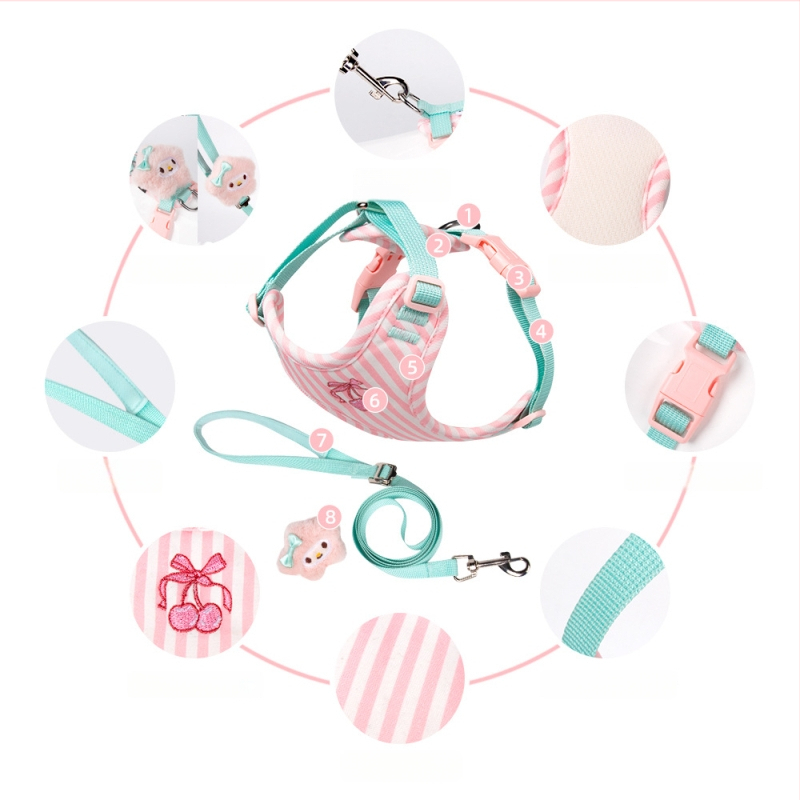 Krūtinės diržo šunų harnesas - mielas ir švelnus stilius, audinys, prekės ženklas Duomao, neelastingas