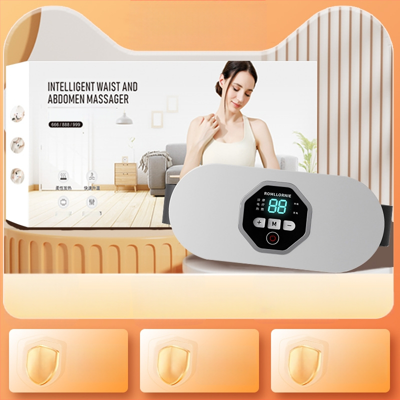 Menstruacijų palengvėjimo šildantis juosmens diržas su vibracija ir karštu kompresu, USB maitinimas, mechaninis valdymas, iki 4 masažo galvų