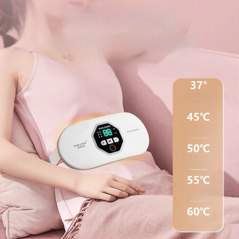 Menstruacijų palengvėjimo šildantis juosmens diržas su vibracija ir karštu kompresu, USB maitinimas, mechaninis valdymas, iki 4 masažo galvų