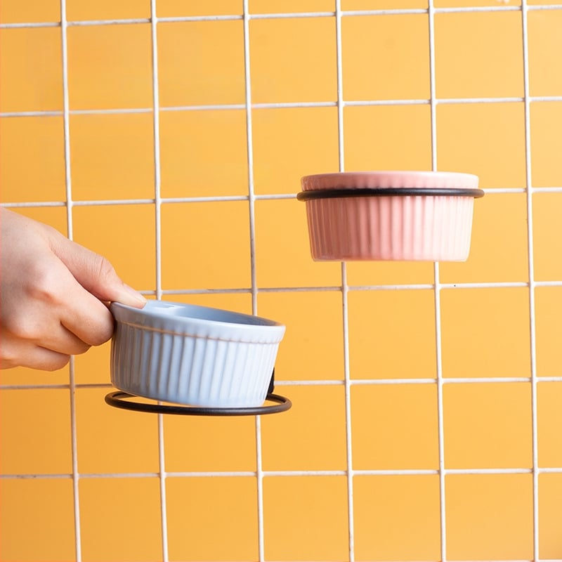 Mini pakabinama keraminė lesyklėlė hamsteriams ir mažiems naminiams gyvūnėliams, keraminė lėkštė ant geležinio stovo, apsauga nuo apvertimo, prekinis ženklas Shuo ni