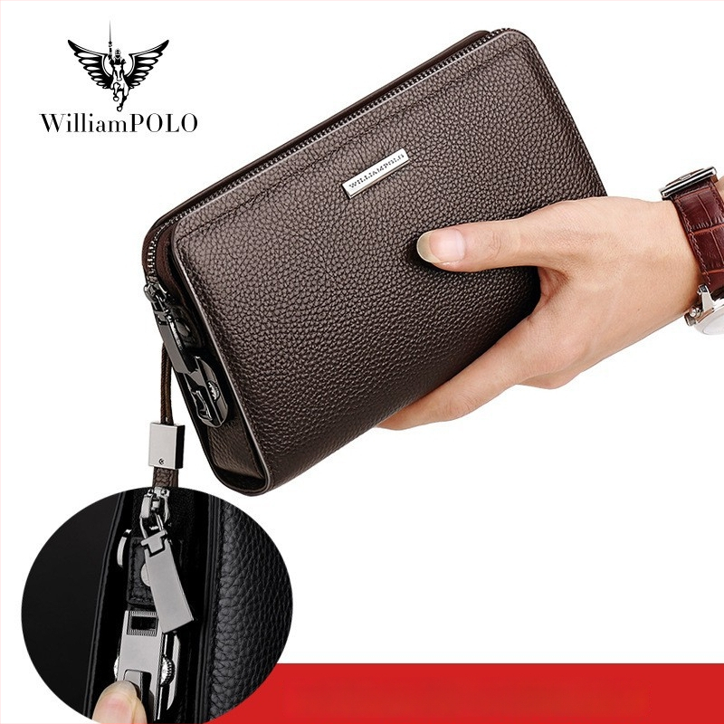 Vyrų kluchtinė rankinė - tikra oda, slaptažodžiu užraktas, pirmojo sluoksnio karvės oda, verslo kelionė stilai, didelė talpa