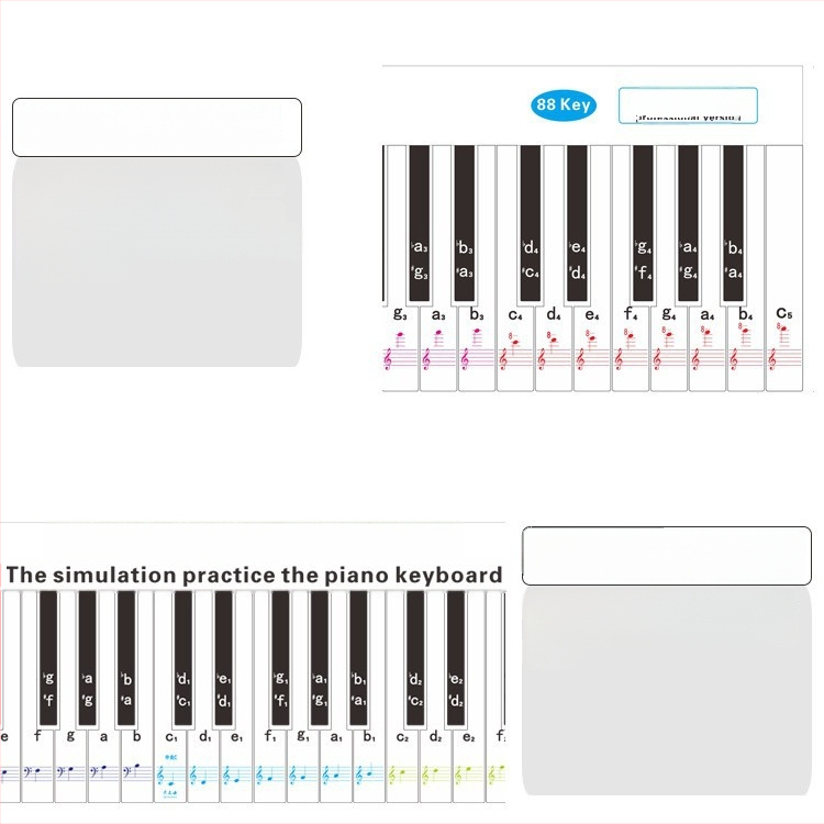 Fingering Sticker pianin ar 88 taustiņiem — 1:1 pirkstu simulācija, notācijas uz notu līnijām, PVC materiāls