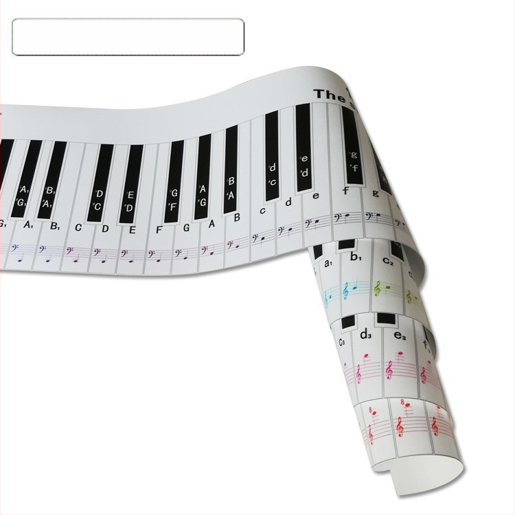 Fingering Sticker pianin ar 88 taustiņiem — 1:1 pirkstu simulācija, notācijas uz notu līnijām, PVC materiāls